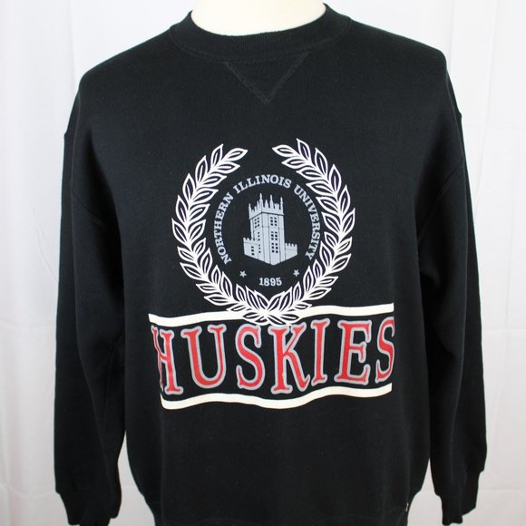 Vtg 90s Russell Athletic Men's XL Huskies Sweatshirt Black Made In USA Vintage - Picture 1 of 7